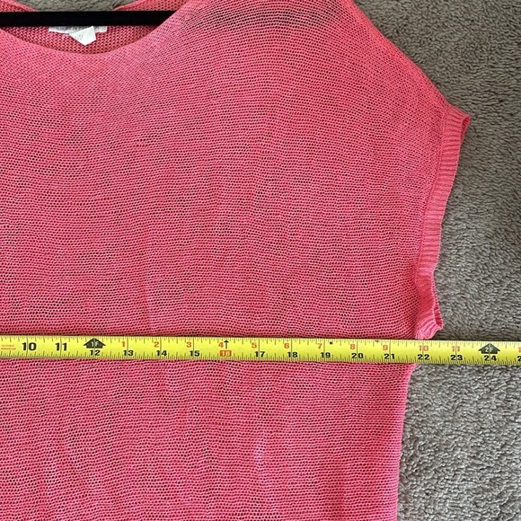 Eileen Fisher Organic Linen Open Knit Top M Lagenlook Pink Beachy Oversized Boho - Picture 8 of 10